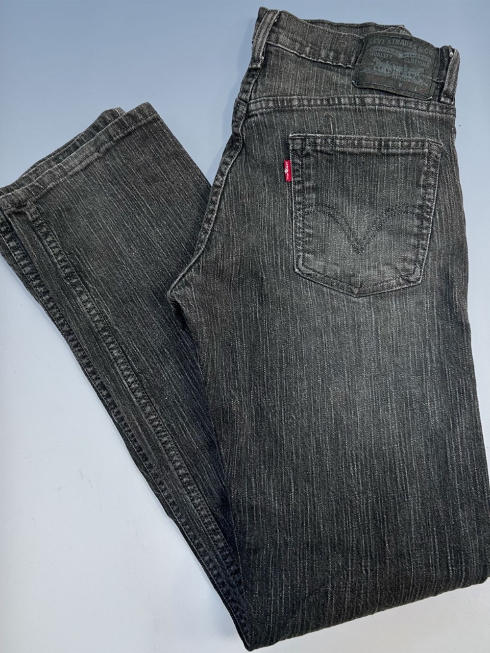 Men's LEVI'S 514 Charcoal Gray Worn Wash Slim Straight Jeans 32x34